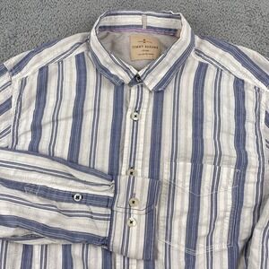 Tommy Bahama Shirt Mens Large Blue Striped Long Sleeve Button Up Casual Cotton